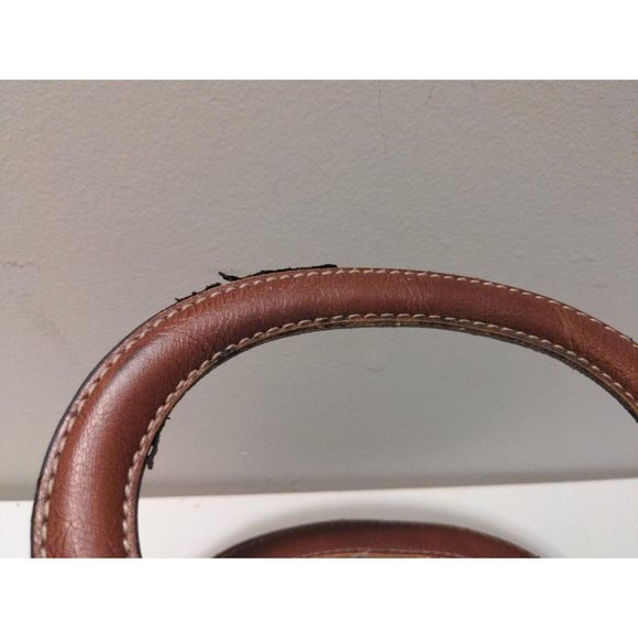 Fossil Woven Straw & Leather Tote Purse #76082 Tan & Brown - Picture 9 of 9